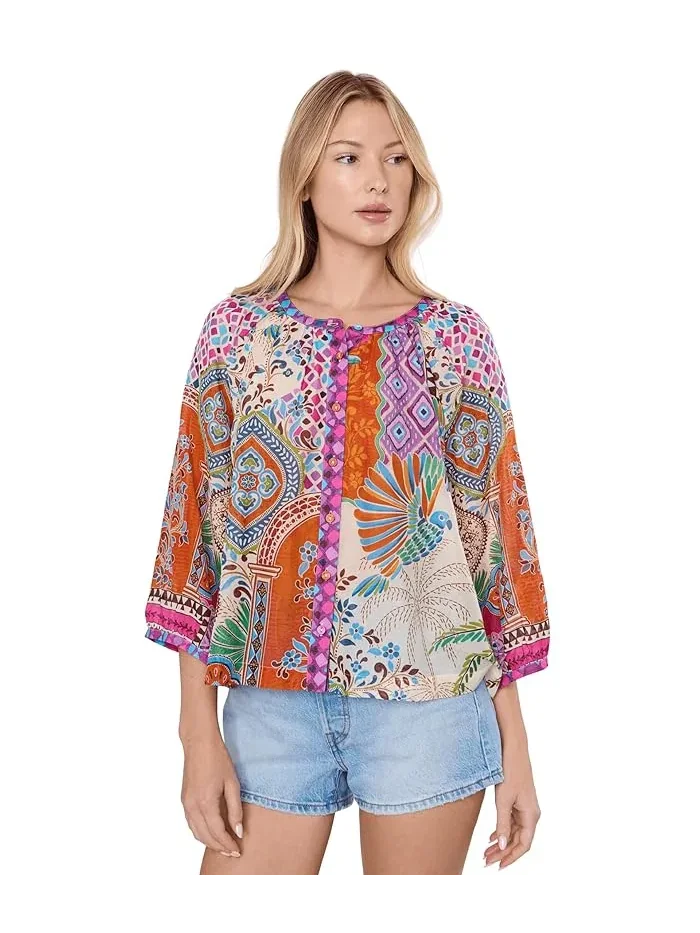 Блуза с принтом Michaella Peasant Blouse Johnny Was, Avelar