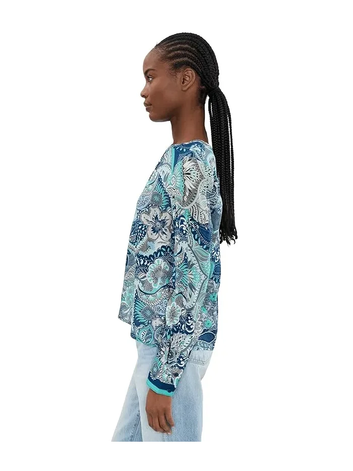 Блуза с принтом Petite Long Sleeve Woven Top Liverpool Los Angeles — изображение 3 из 5, бледно-розовый