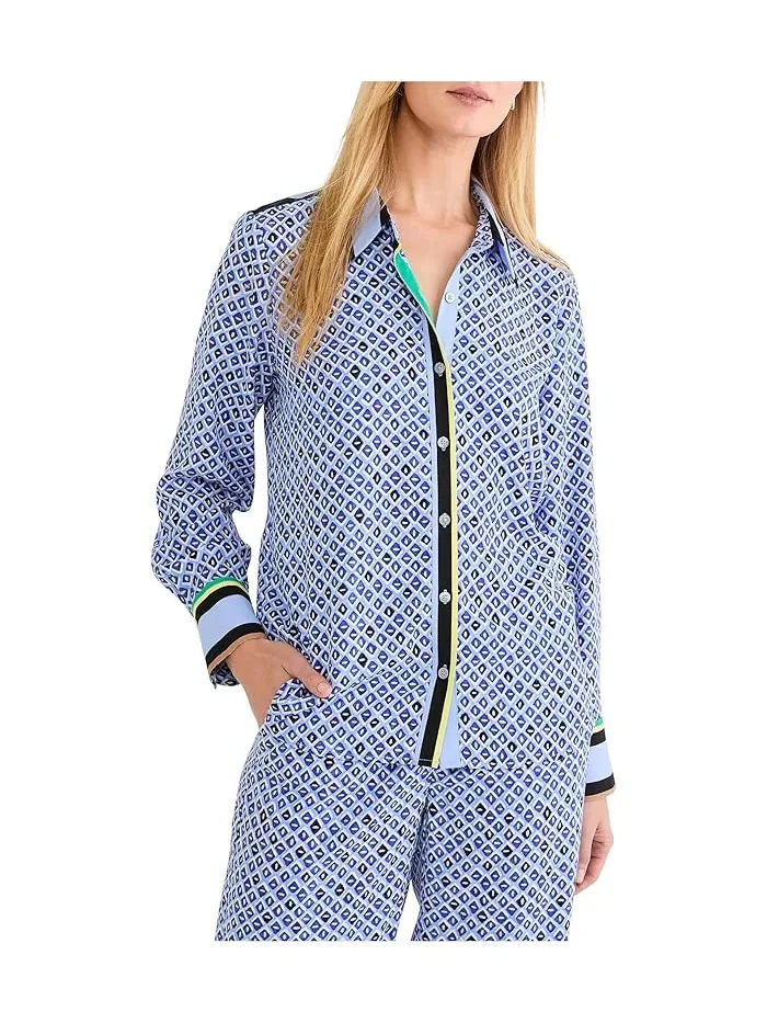 Рубашка с принтом Petite Mosaic Trimmed Shirt NIC+ZOE