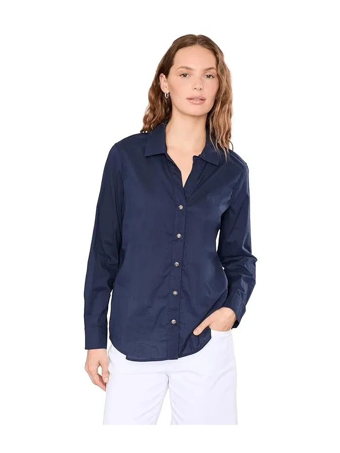 Рубашка хлопковая Core Cotton Shirt NIC+ZOE — изображение 1 из 5, чернильный