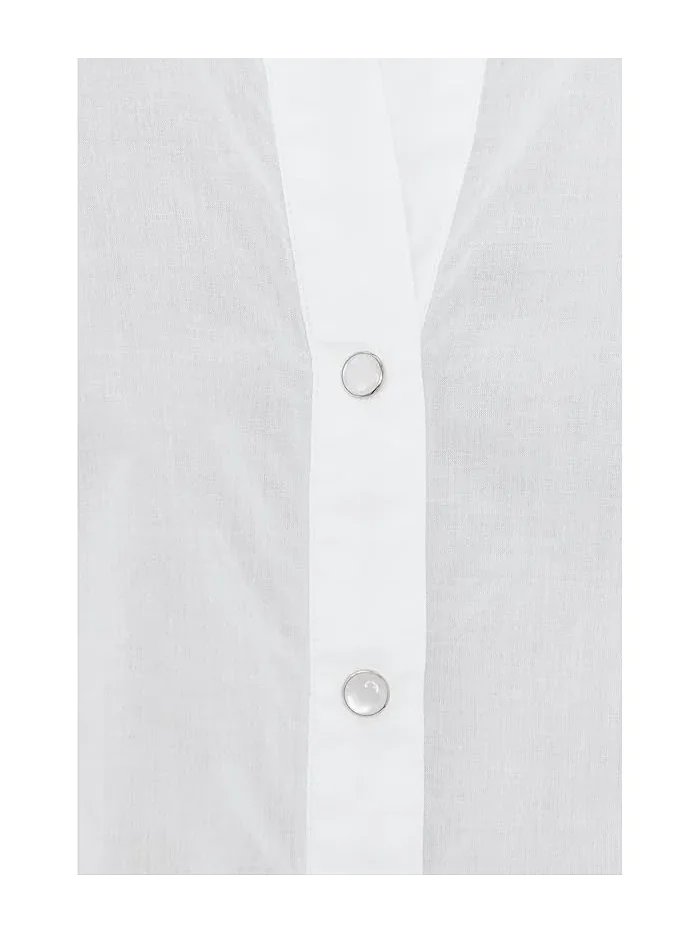 Рубашка хлопковая Core Cotton Shirt NIC+ZOE — изображение 5 из 5, белый