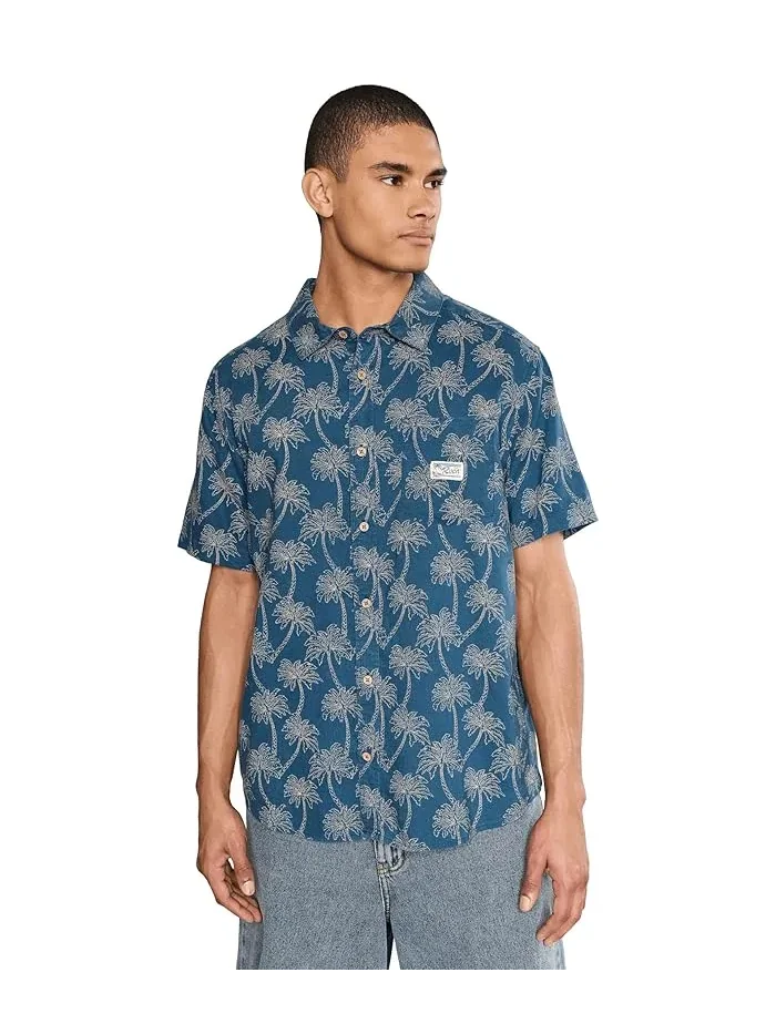Рубашка с коротким рукавом полосатая Exotica RVCA — изображение 1 из 5, синий