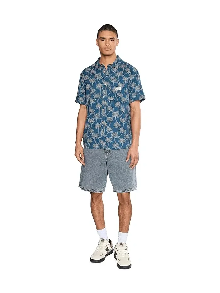 Рубашка с коротким рукавом полосатая Exotica RVCA — изображение 2 из 5, синий