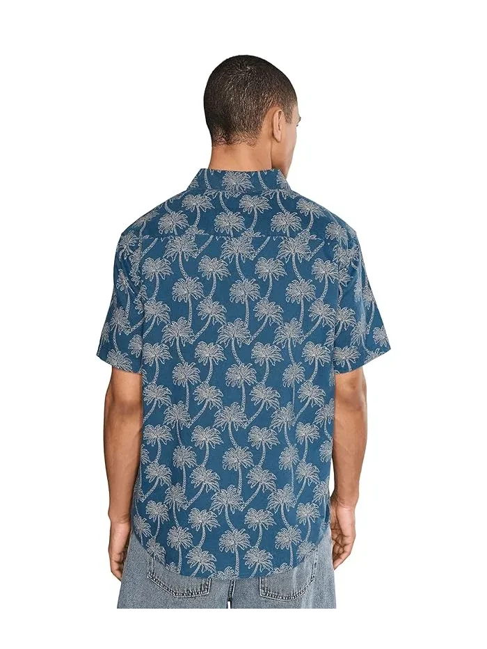 Рубашка с коротким рукавом полосатая Exotica RVCA — изображение 4 из 5, синий