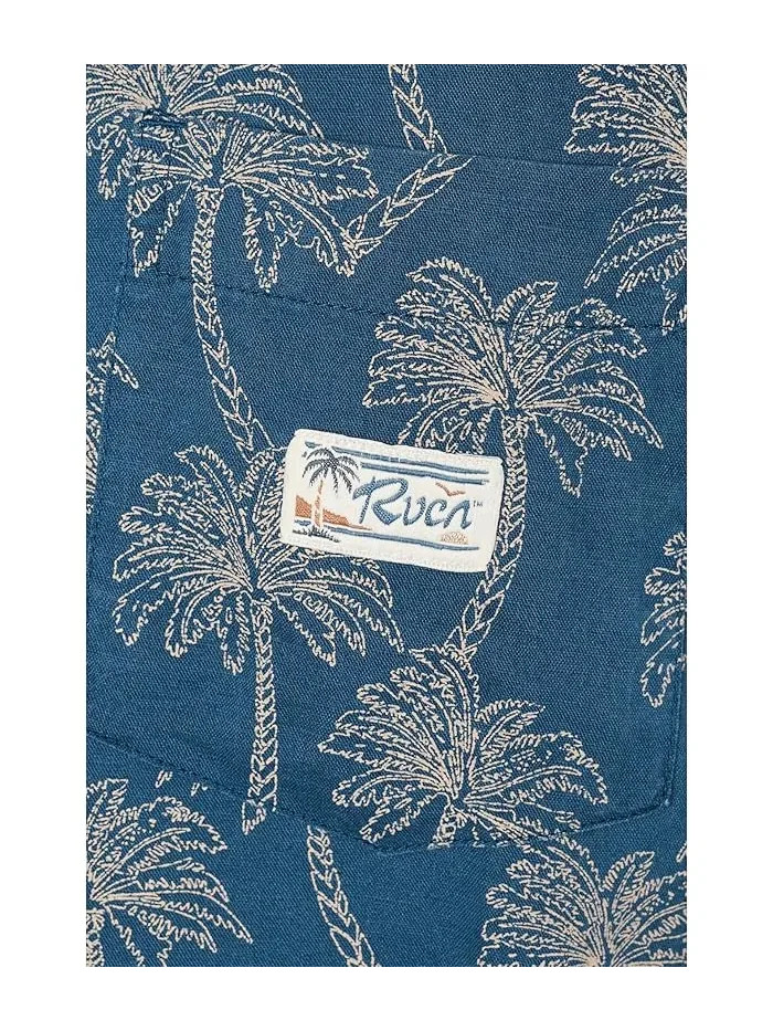 Рубашка с коротким рукавом полосатая Exotica RVCA — изображение 5 из 5, синий