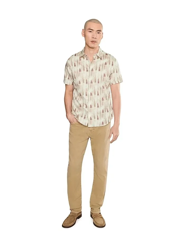 Рубашка с принтом Sean Short Sleeve French Placket Shirt John Varvatos — изображение 2 из 5, светлый хаки