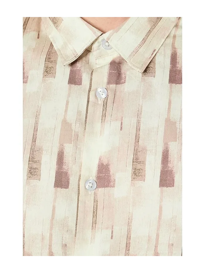 Рубашка с принтом Sean Short Sleeve French Placket Shirt John Varvatos — изображение 5 из 5, светлый хаки