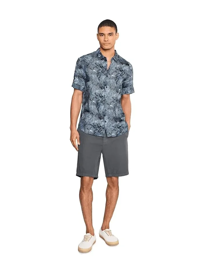 Рубашка с принтом Sean Short Sleeve French Placket Shirt John Varvatos — изображение 2 из 5, серый