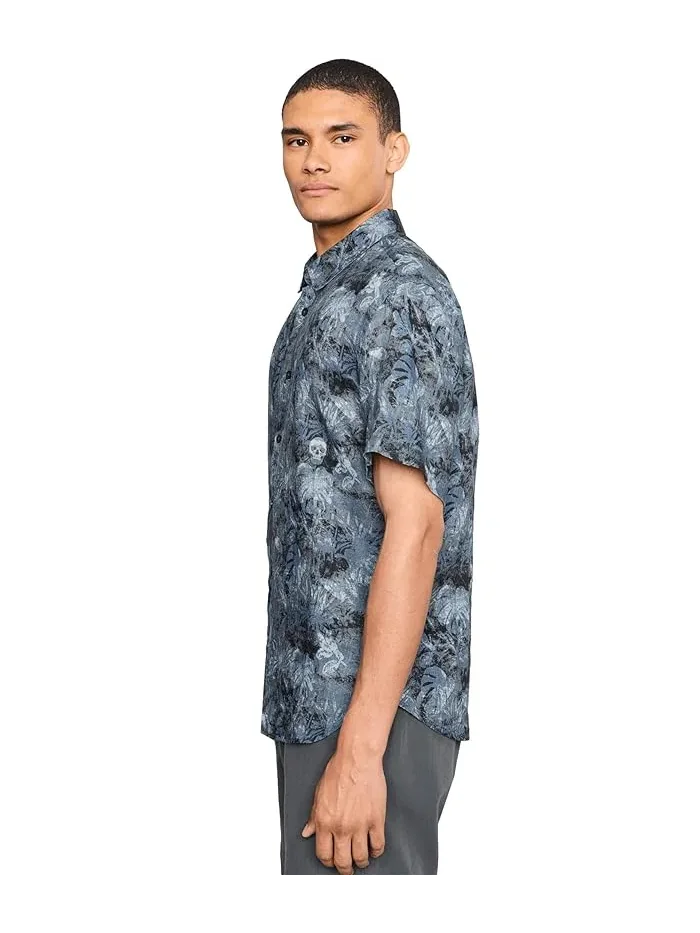 Рубашка с принтом Sean Short Sleeve French Placket Shirt John Varvatos — изображение 3 из 5, серый