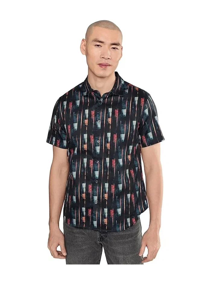 Рубашка с принтом John Varvatos Sean Short Sleeve French Placket Shirt W780f26
