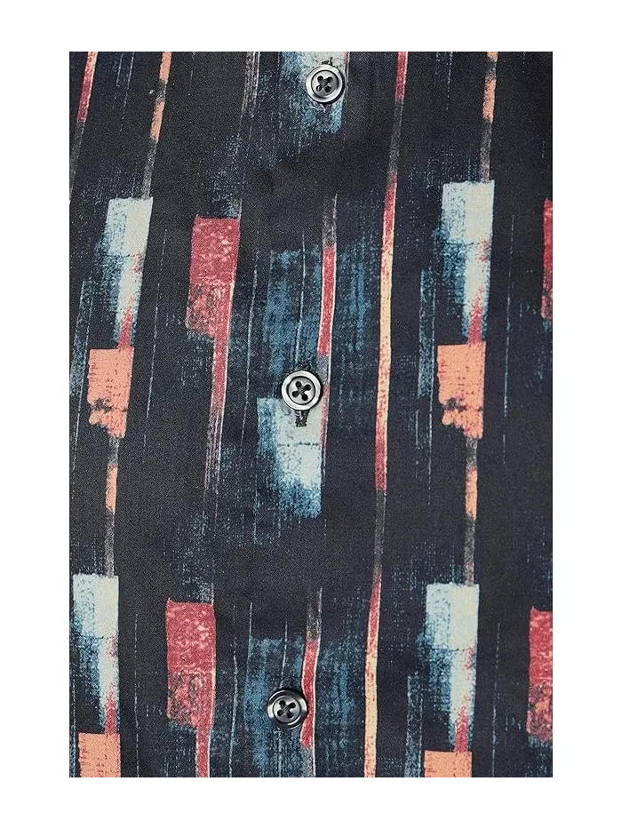 Рубашка с принтом John Varvatos Sean Short Sleeve French Placket Shirt W780f26 — изображение 5 из 5, темно-синий