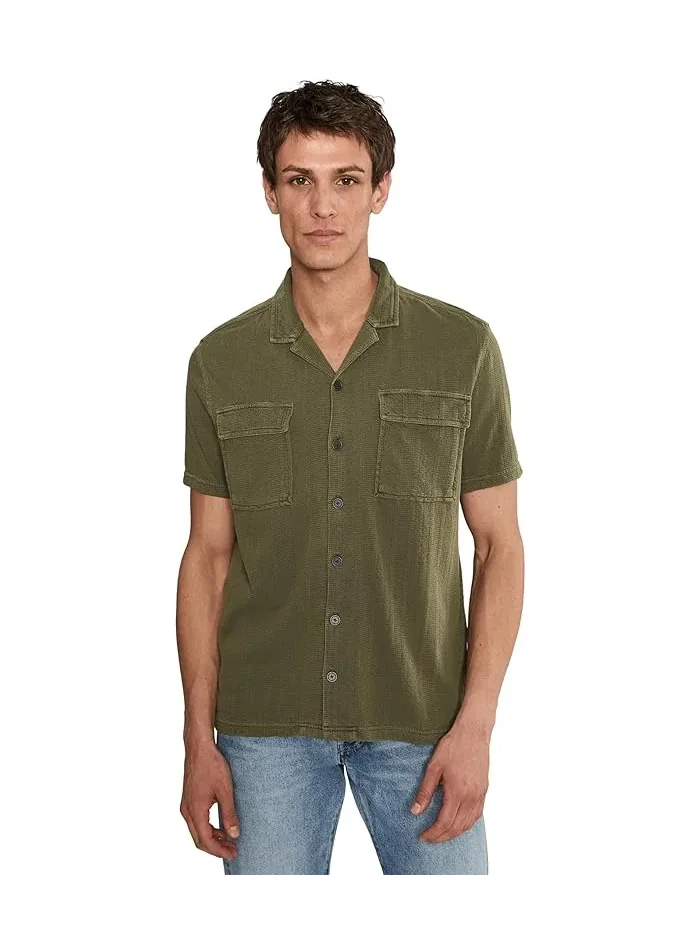 Рубашка с воротником-стойкой хлопок Amadora Camp Collar Shirt John Varvatos