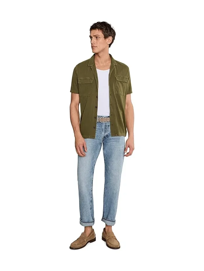 Рубашка с воротником-стойкой хлопок Amadora Camp Collar Shirt John Varvatos — изображение 2 из 5, минк