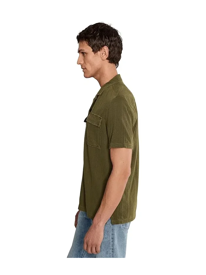 Рубашка с воротником-стойкой хлопок Amadora Camp Collar Shirt John Varvatos — изображение 3 из 5, минк