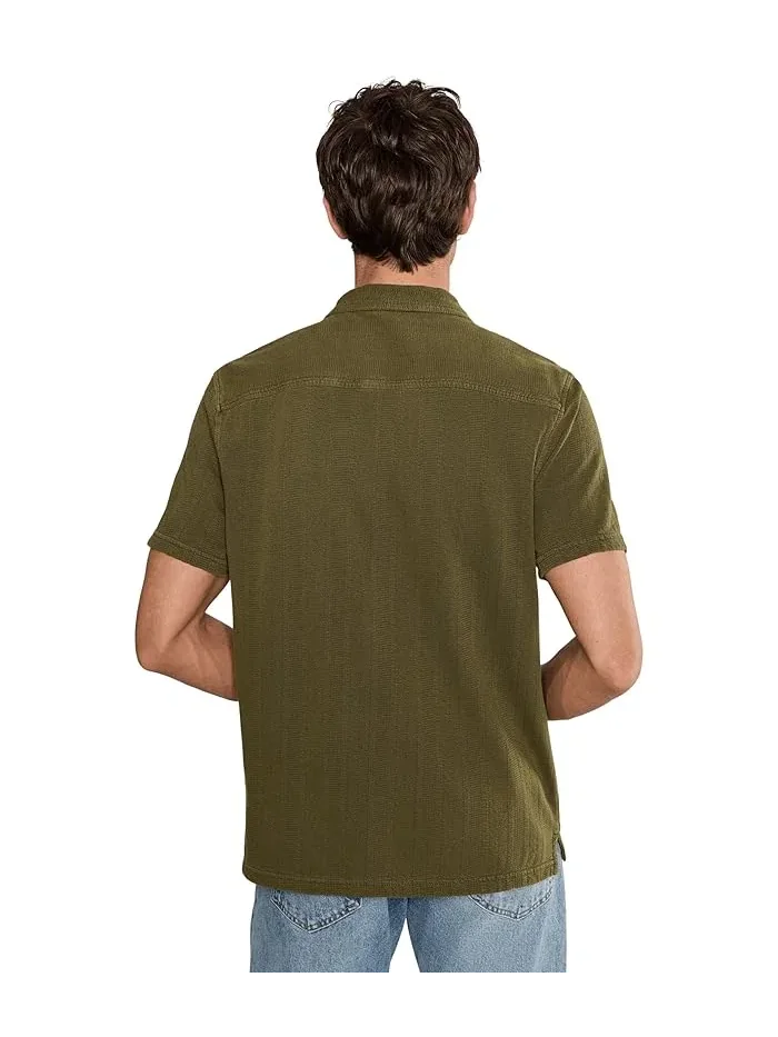 Рубашка с воротником-стойкой хлопок Amadora Camp Collar Shirt John Varvatos — изображение 4 из 5, минк