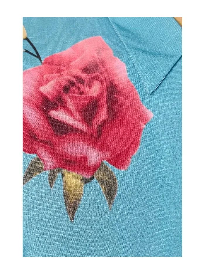 Рубашка с цветочным принтом Fleur Fazed AllSaints — изображение 5 из 5, синий
