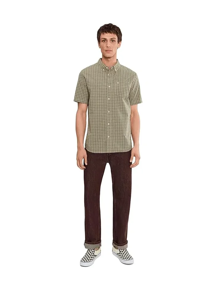 Рубашка с коротким рукавом микроплед Brewster Volcom — изображение 2 из 5, синий