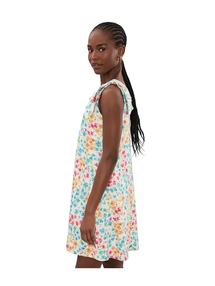 Платье А-силуэта с цветочным принтом Floral Bow Strap A-Line Dress CeCe — изображение 3 из 5, слоновая кость