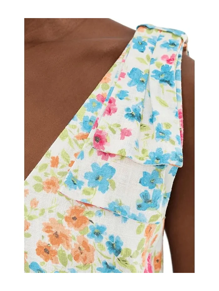 Платье А-силуэта с цветочным принтом Floral Bow Strap A-Line Dress CeCe — изображение 5 из 5, слоновая кость