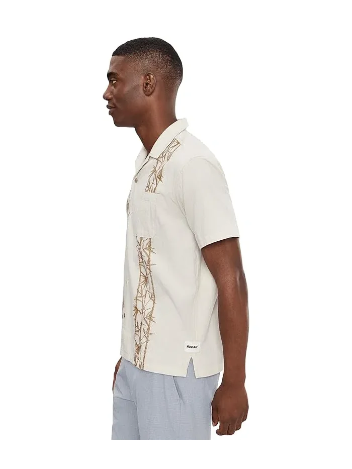 Рубашка с вышивкой Sano Camp Embroidered Short Sleeve Hurley — изображение 3 из 5, кость