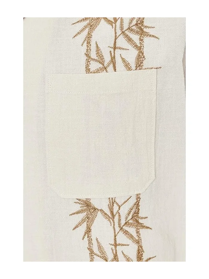Рубашка с вышивкой Sano Camp Embroidered Short Sleeve Hurley — изображение 5 из 5, кость