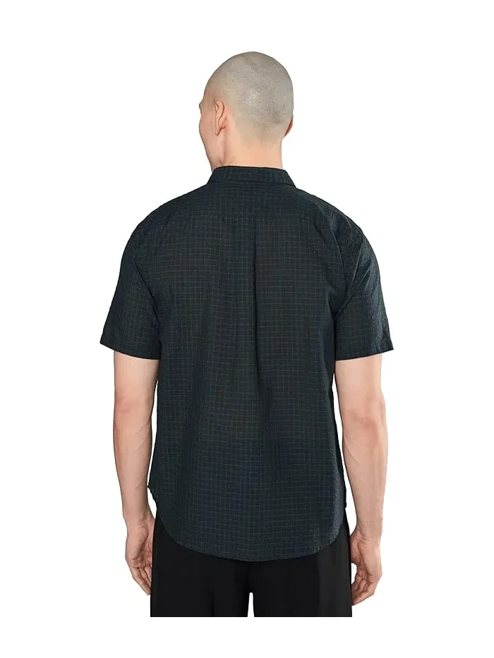 Рубашка хлопковая с клеткой Cortland Plaid Vince — изображение 4 из 5, прибрежный