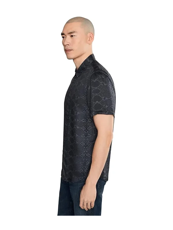 Рубашка с коротким рукавом питоновый Loren W690f26 John Varvatos — изображение 3 из 5, синий