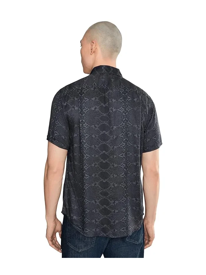 Рубашка с коротким рукавом питоновый Loren W690f26 John Varvatos — изображение 4 из 5, синий