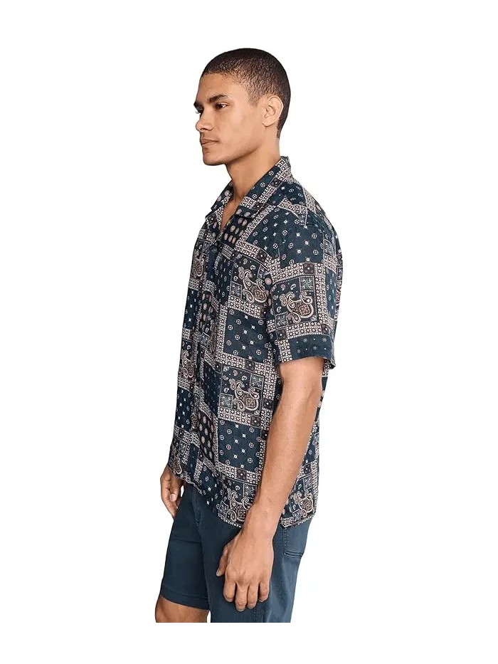 Рубашка с цветочным принтом Dan Camp Collar Shirt John Varvatos — изображение 3 из 5, глубокий синий