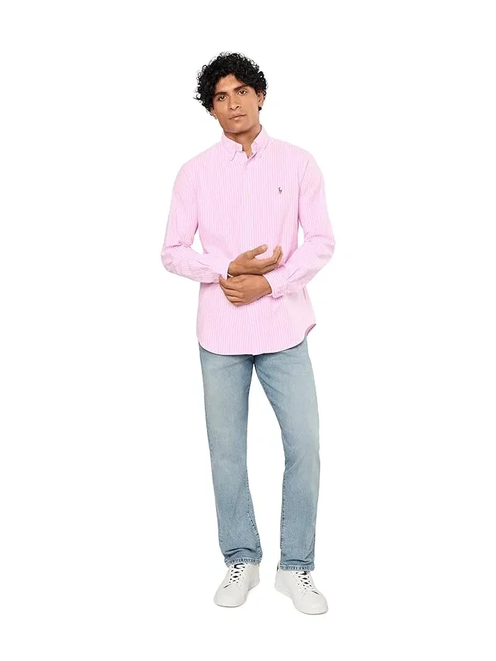 Футболка из сшитой ткани Classic Striped Seersucker Shirt Polo Ralph Lauren — изображение 2 из 5, синий/черный