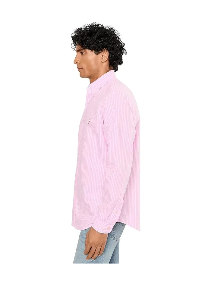Футболка из сшитой ткани Classic Striped Seersucker Shirt Polo Ralph Lauren — изображение 3 из 5, синий/черный