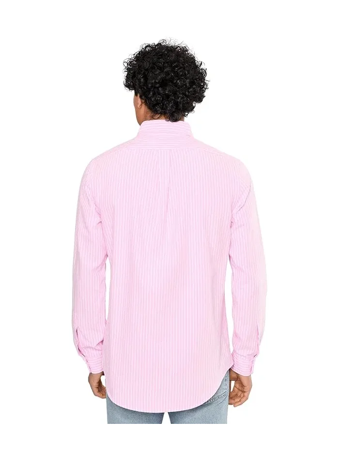 Футболка из сшитой ткани Classic Striped Seersucker Shirt Polo Ralph Lauren — изображение 4 из 5, синий/черный