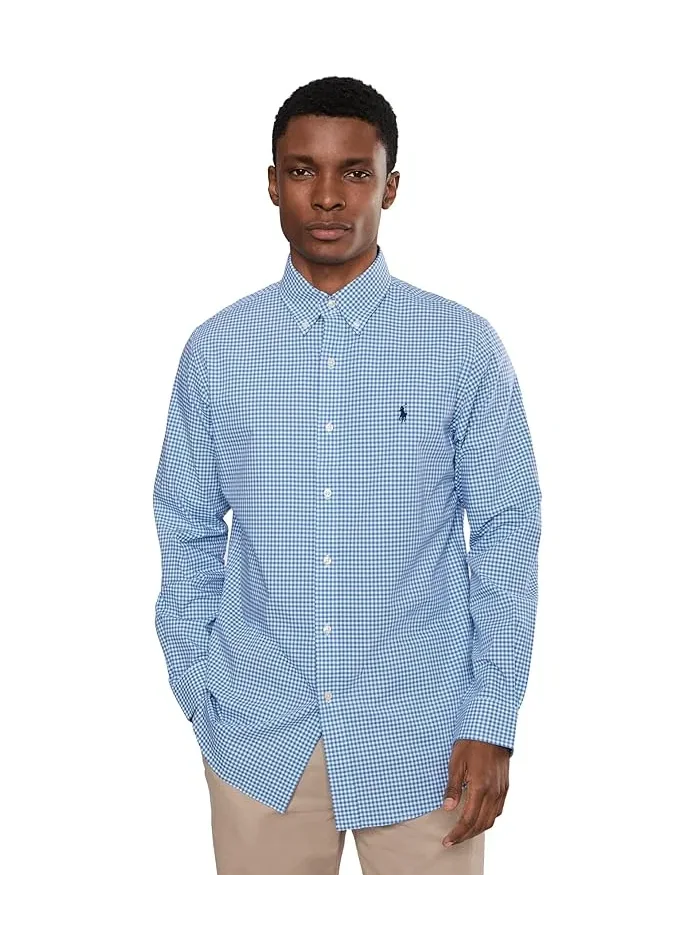 Рубашка поплиновая Classic Fit Stretch Poplin Shirt Polo Ralph Lauren — изображение 1 из 5, синий/белый