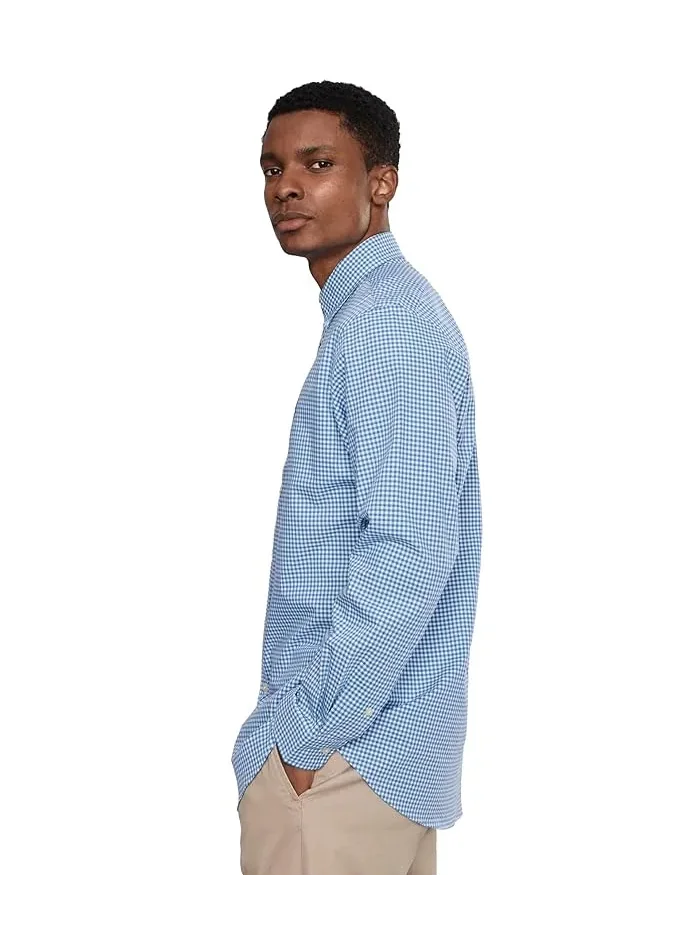 Рубашка поплиновая Classic Fit Stretch Poplin Shirt Polo Ralph Lauren — изображение 3 из 5, синий/белый