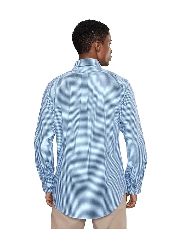 Рубашка поплиновая Classic Fit Stretch Poplin Shirt Polo Ralph Lauren — изображение 4 из 5, синий/белый
