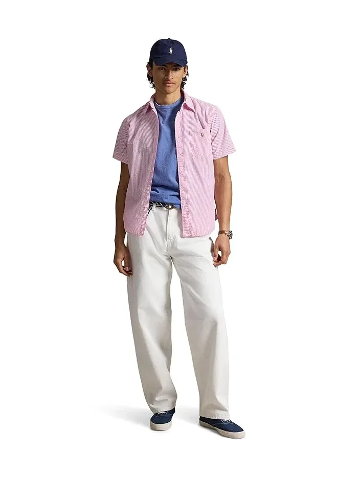 Рубашка Prepster Classic Fit Seersucker Polo Ralph Lauren — изображение 2 из 5, розовый/белый