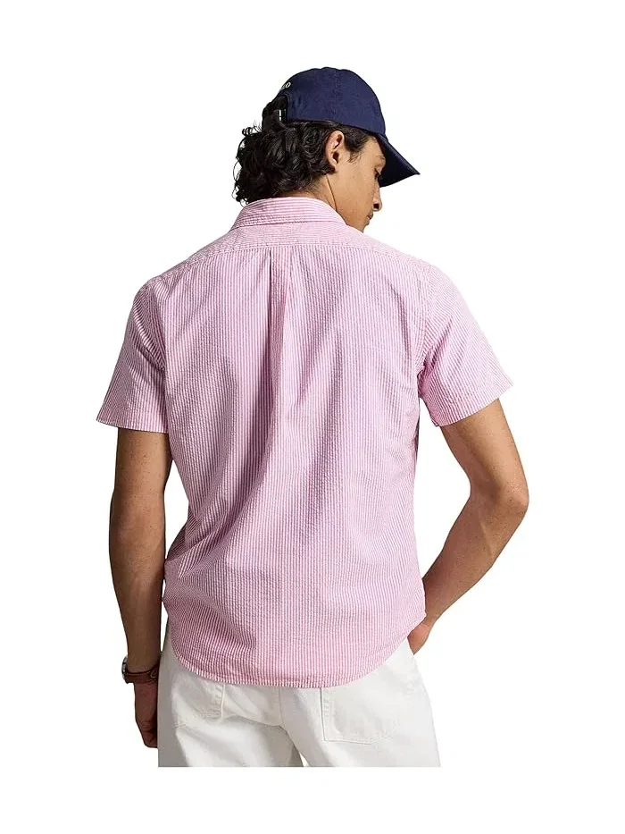 Рубашка Prepster Classic Fit Seersucker Polo Ralph Lauren — изображение 3 из 5, розовый/белый