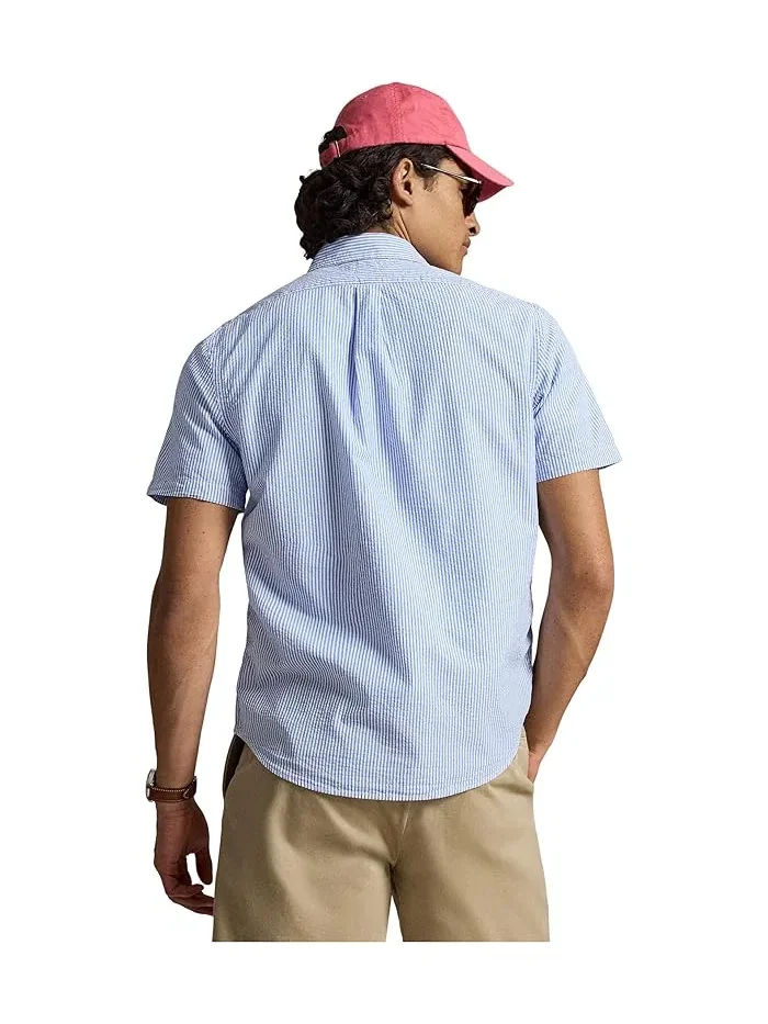 Рубашка из сирсакера Prepster Classic Fit Polo Ralph Lauren — изображение 3 из 5, синий/белый