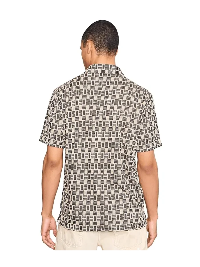Рубашка с воротником-стойкой Sanford Camp Collar John Varvatos — изображение 4 из 5, серый