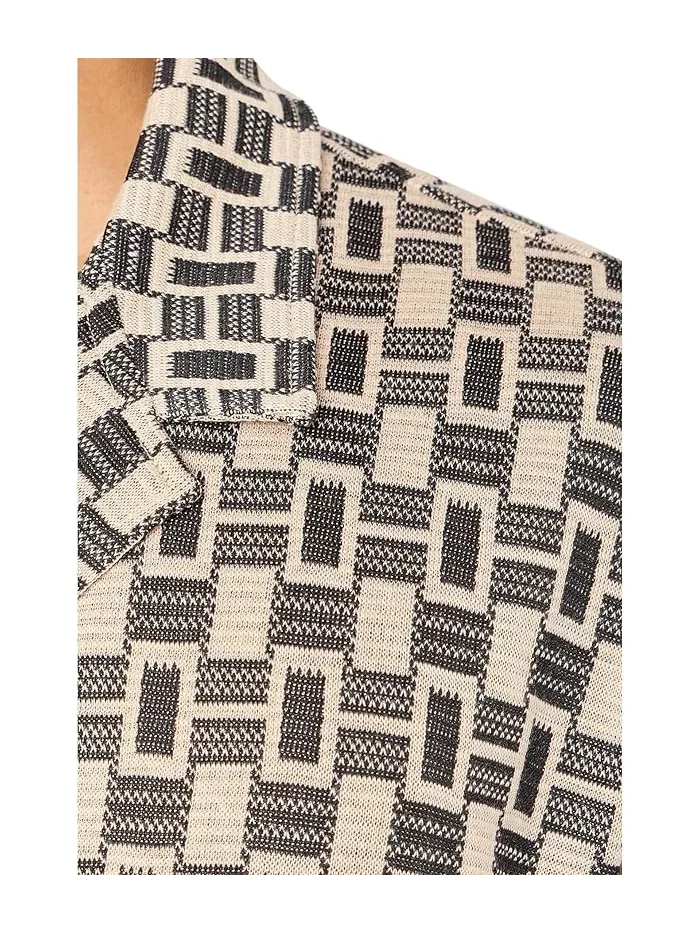 Рубашка с воротником-стойкой Sanford Camp Collar John Varvatos — изображение 5 из 5, серый