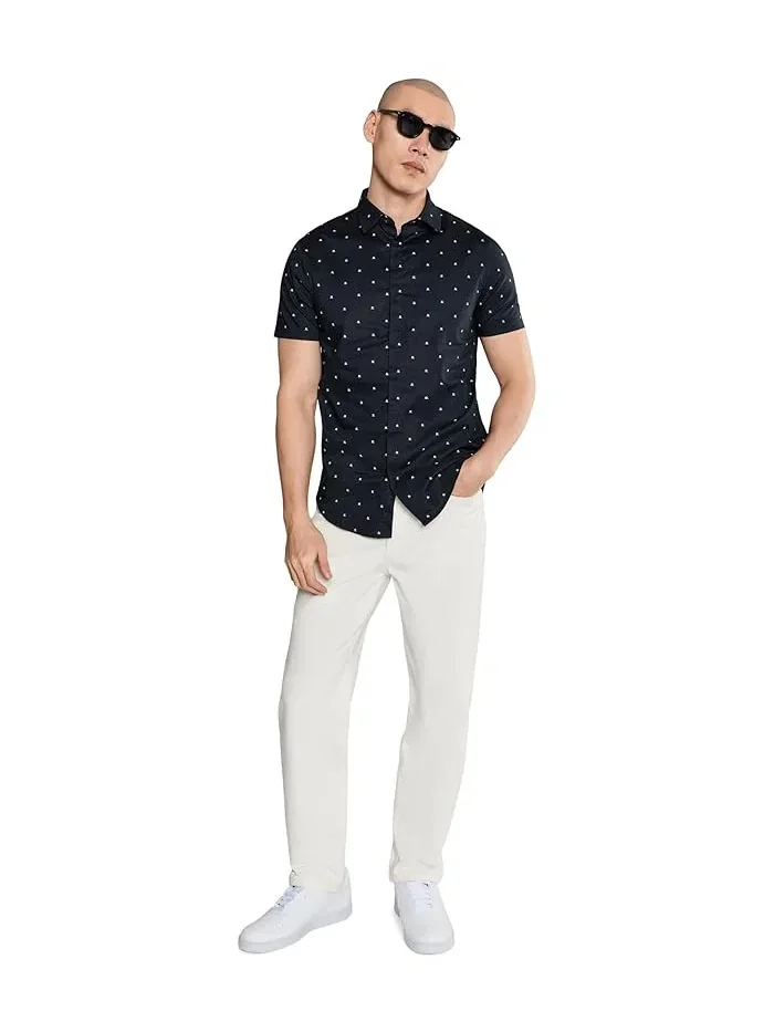Рубашка с коротким рукавом Slim Fit Armani Exchange — изображение 2 из 5, кремовый