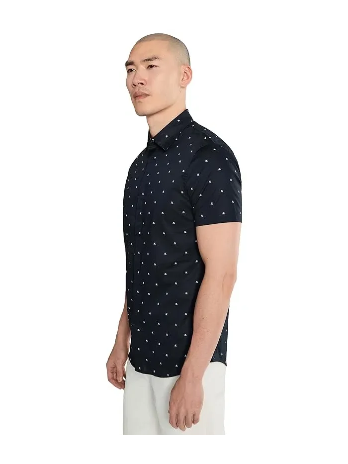 Рубашка с коротким рукавом Slim Fit Armani Exchange — изображение 3 из 5, кремовый
