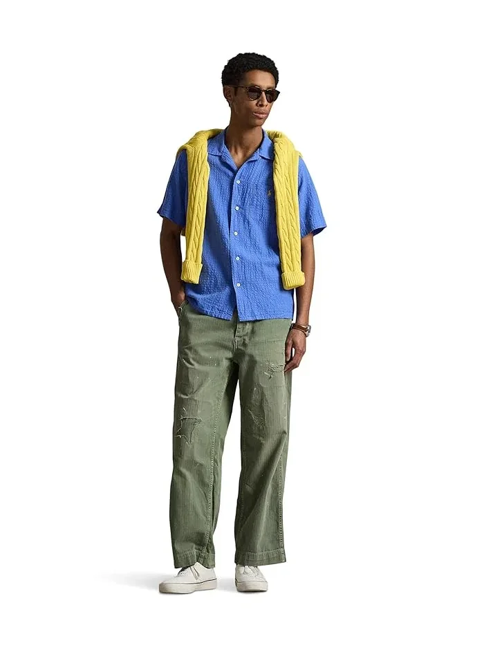 Рубашка Classic Fit из льняной смеси с сирсакером Polo Ralph Lauren — изображение 2 из 5, синий
