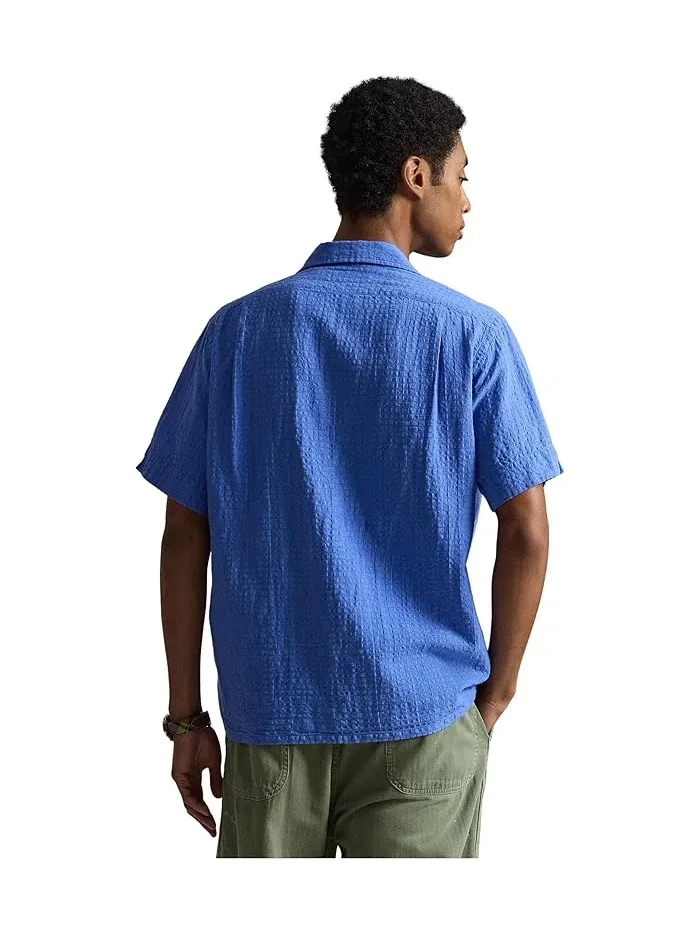 Рубашка Classic Fit из льняной смеси с сирсакером Polo Ralph Lauren — изображение 3 из 5, синий