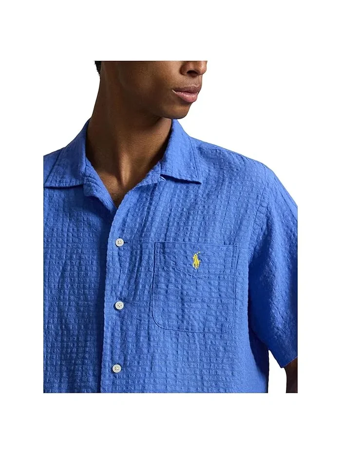 Рубашка Classic Fit из льняной смеси с сирсакером Polo Ralph Lauren — изображение 5 из 5, синий