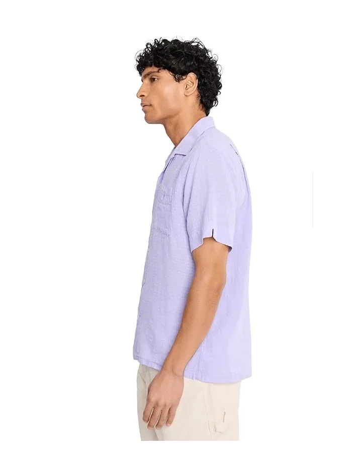 Рубашка льняная Classic Fit Linen-Blend Seersucker Shirt Polo Ralph Lauren — изображение 3 из 5, фиолетовый