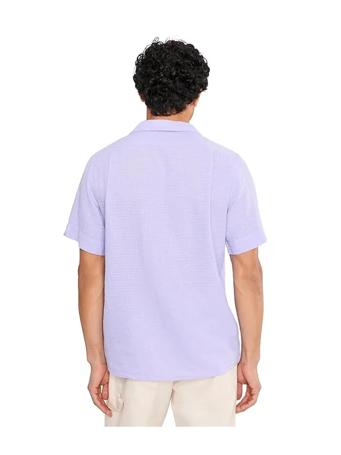 Рубашка льняная Classic Fit Linen-Blend Seersucker Shirt Polo Ralph Lauren — изображение 4 из 5, фиолетовый