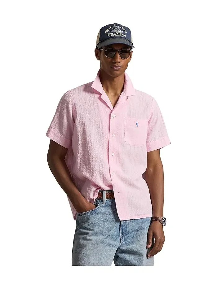 Рубашка из льняной смеси с сирсакером Classic Fit Polo Ralph Lauren — изображение 1 из 5, белый