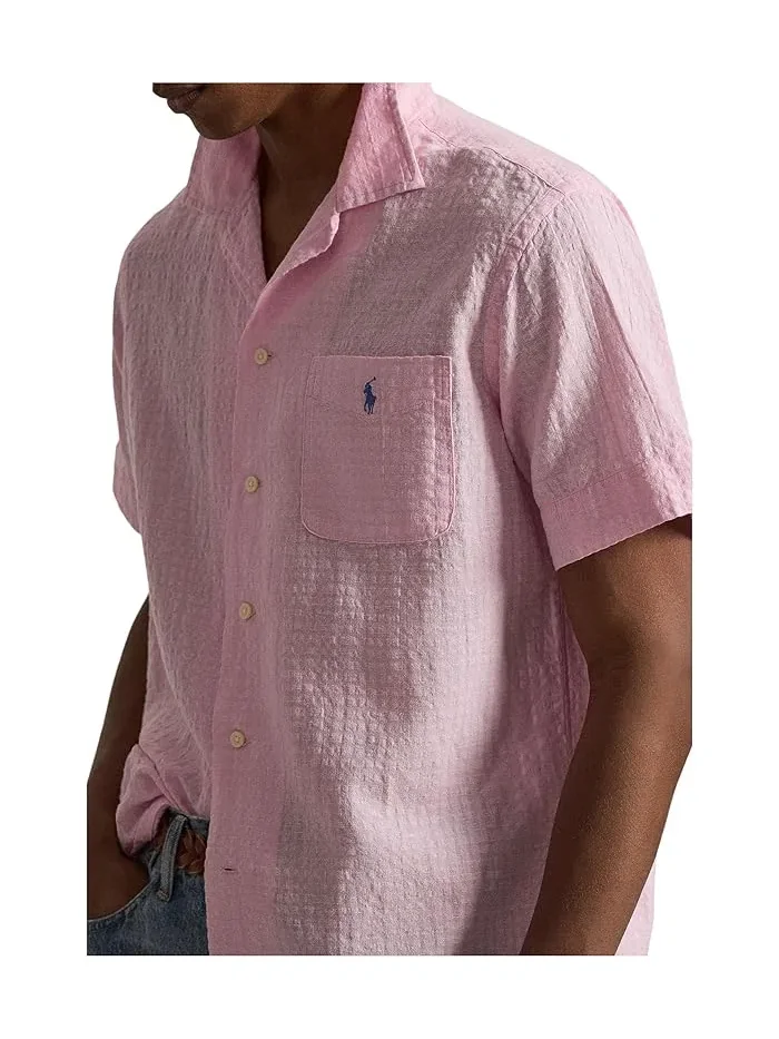 Рубашка из льняной смеси с сирсакером Classic Fit Polo Ralph Lauren — изображение 5 из 5, белый