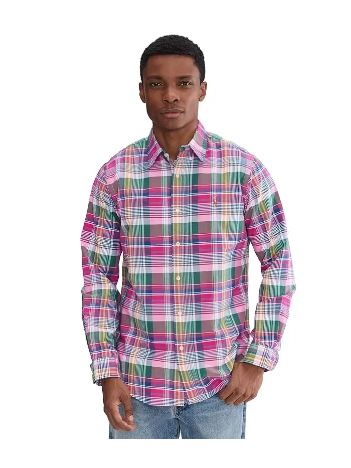 Рубашка Oxford в клетку Classic Fit Plaid Oxford Shirt Polo Ralph Lauren — изображение 1 из 5, синий